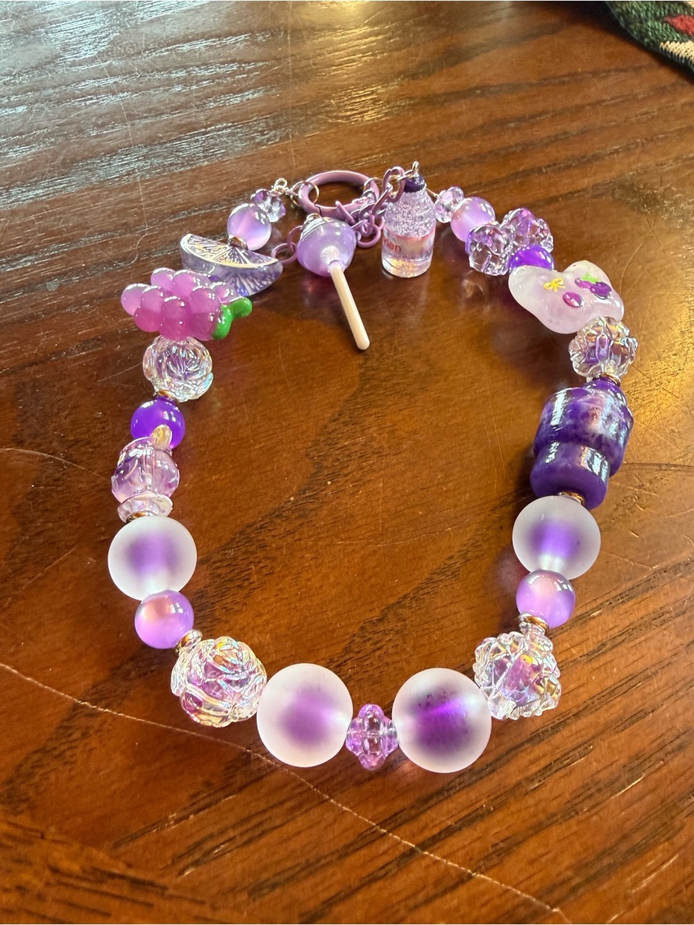 Purple Beaded Keychain